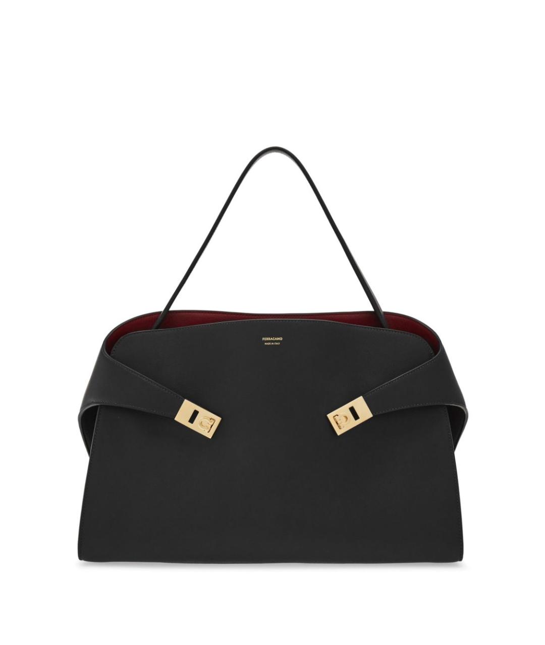 FERRAGAMO Черная кожаная сумка тоут, фото 1