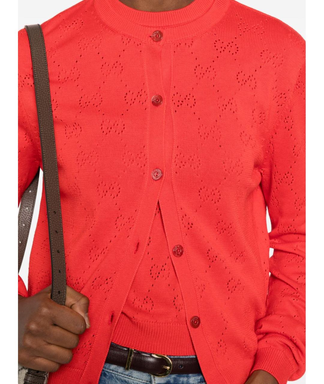 GUCCI Красный хлопковый кардиган, фото 5