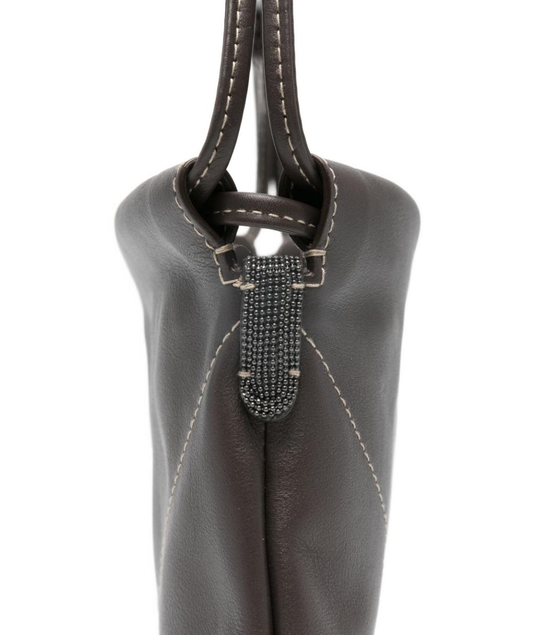 BRUNELLO CUCINELLI Коричневая кожаная сумка через плечо, фото 2