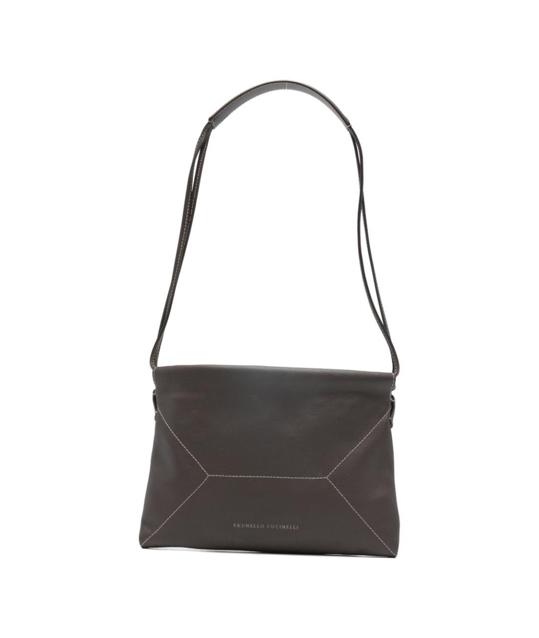 BRUNELLO CUCINELLI Коричневая кожаная сумка через плечо, фото 1