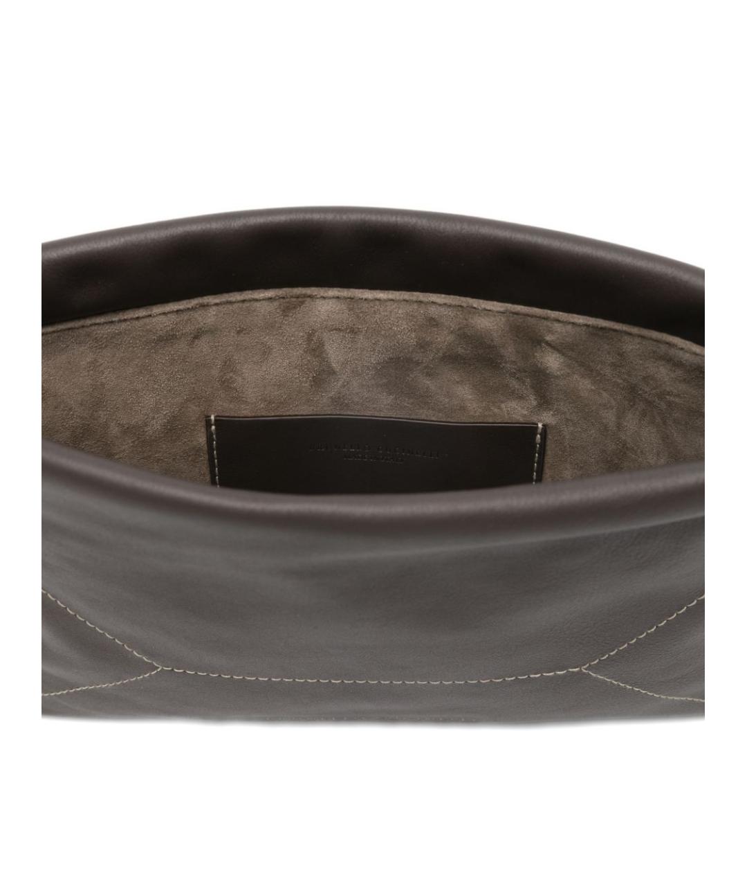 BRUNELLO CUCINELLI Коричневая кожаная сумка через плечо, фото 4