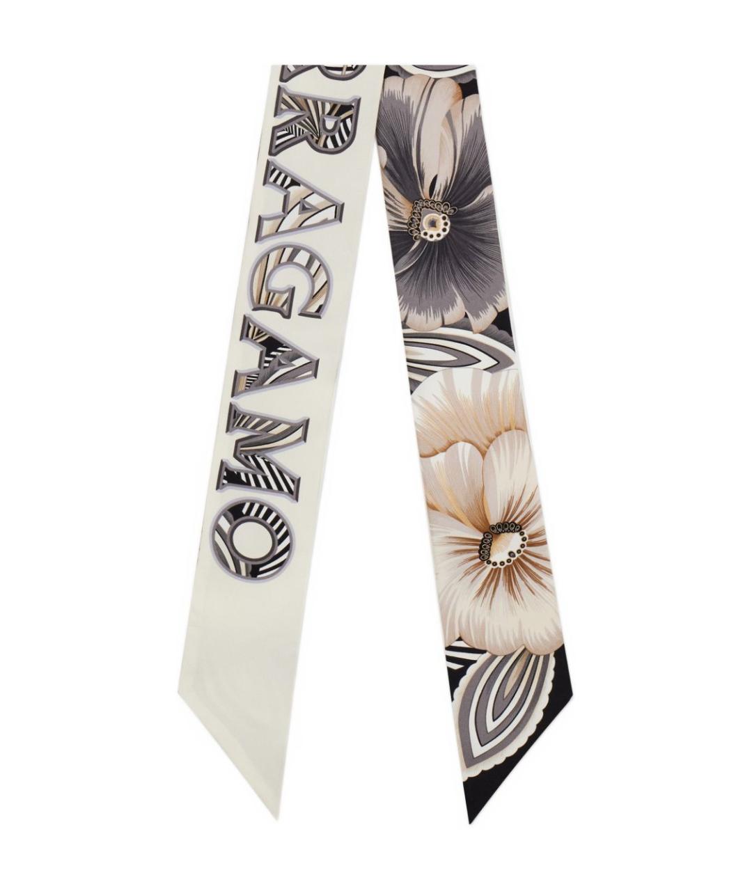 FERRAGAMO Белый шелковый шарф, фото 1