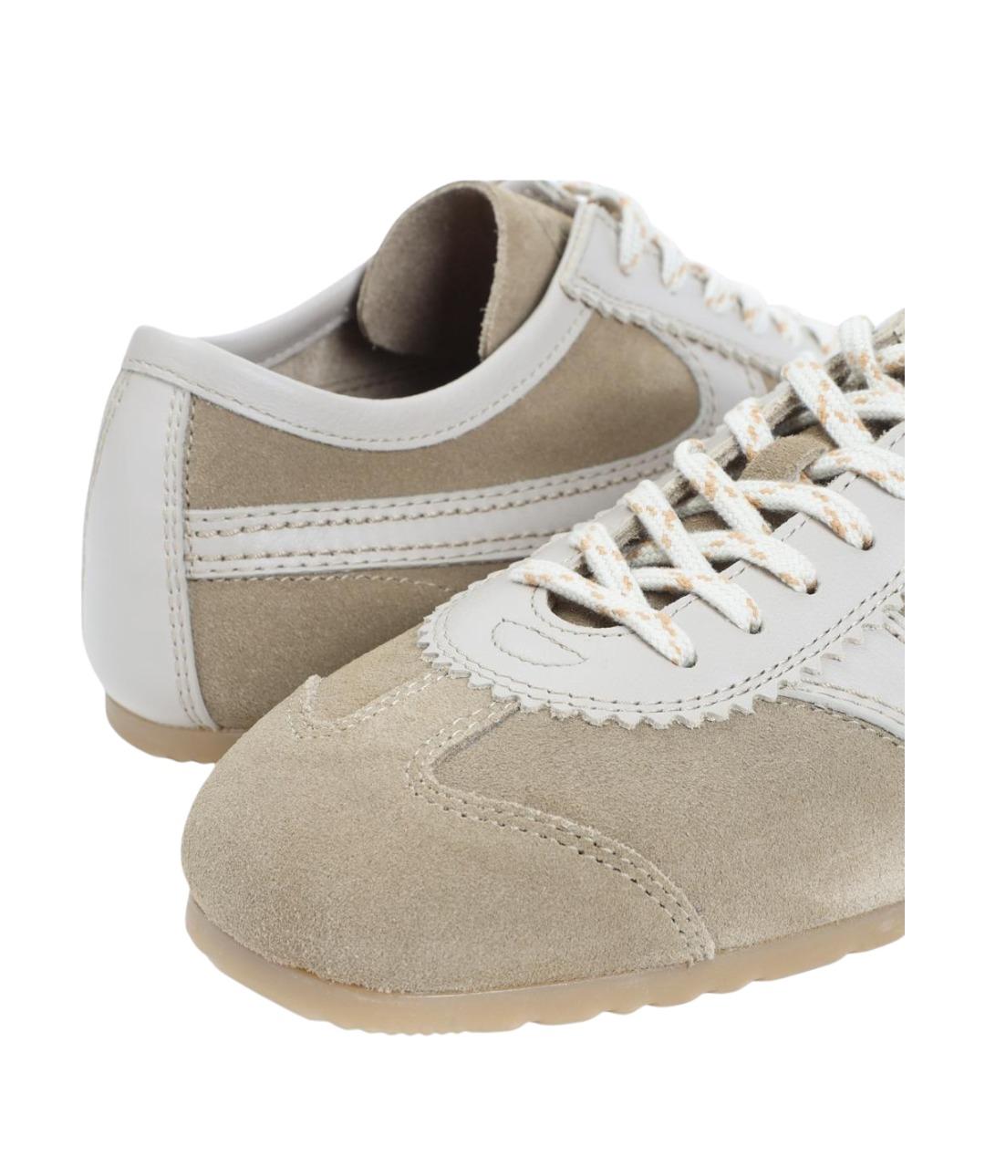 DRIES VAN NOTEN Бежевые кожаные кеды, фото 4