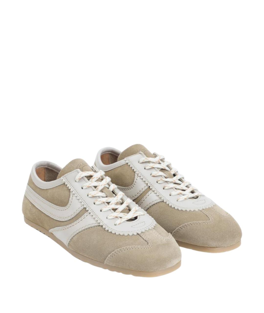 DRIES VAN NOTEN Бежевые кожаные кеды, фото 3