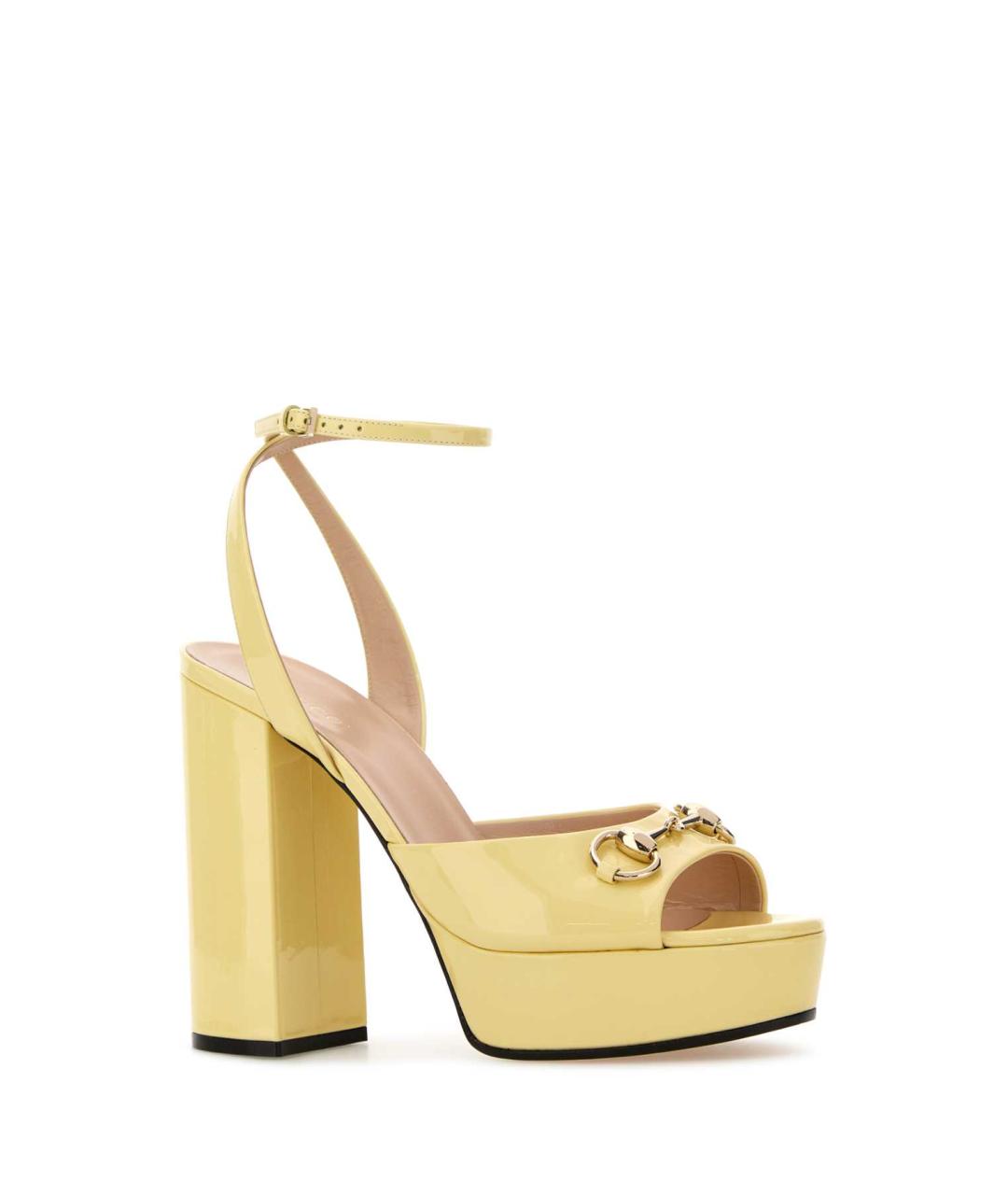 GUCCI Желтые кожаные босоножки, фото 2