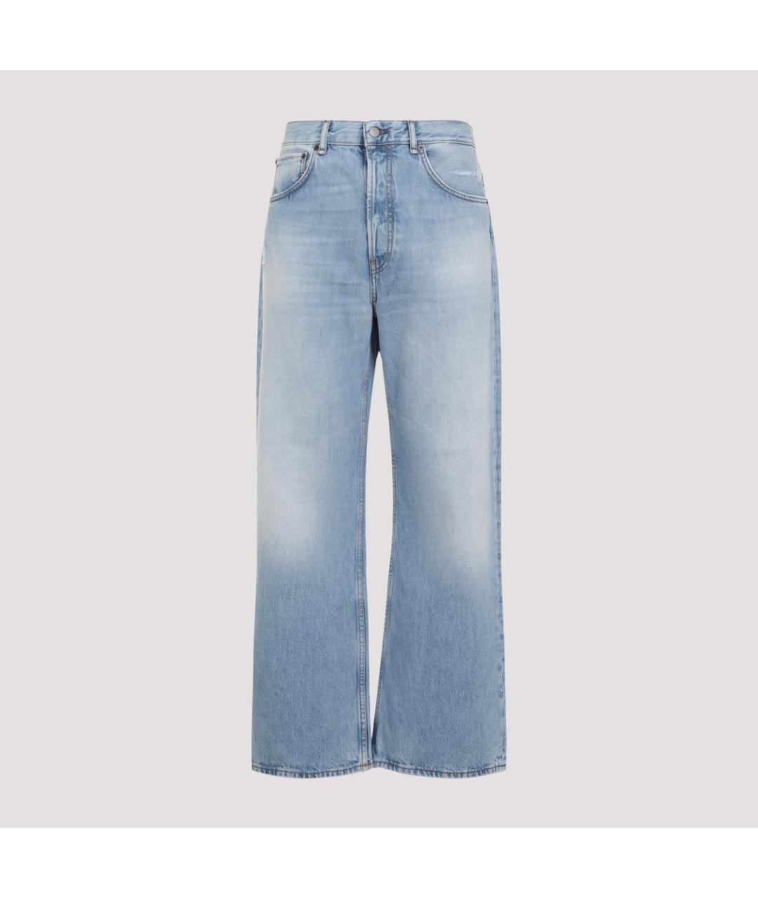 ACNE STUDIOS Голубые хлопковые прямые джинсы, фото 3
