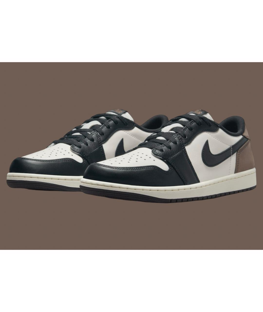 JORDAN Коричневые кожаные низкие кроссовки / кеды, фото 2