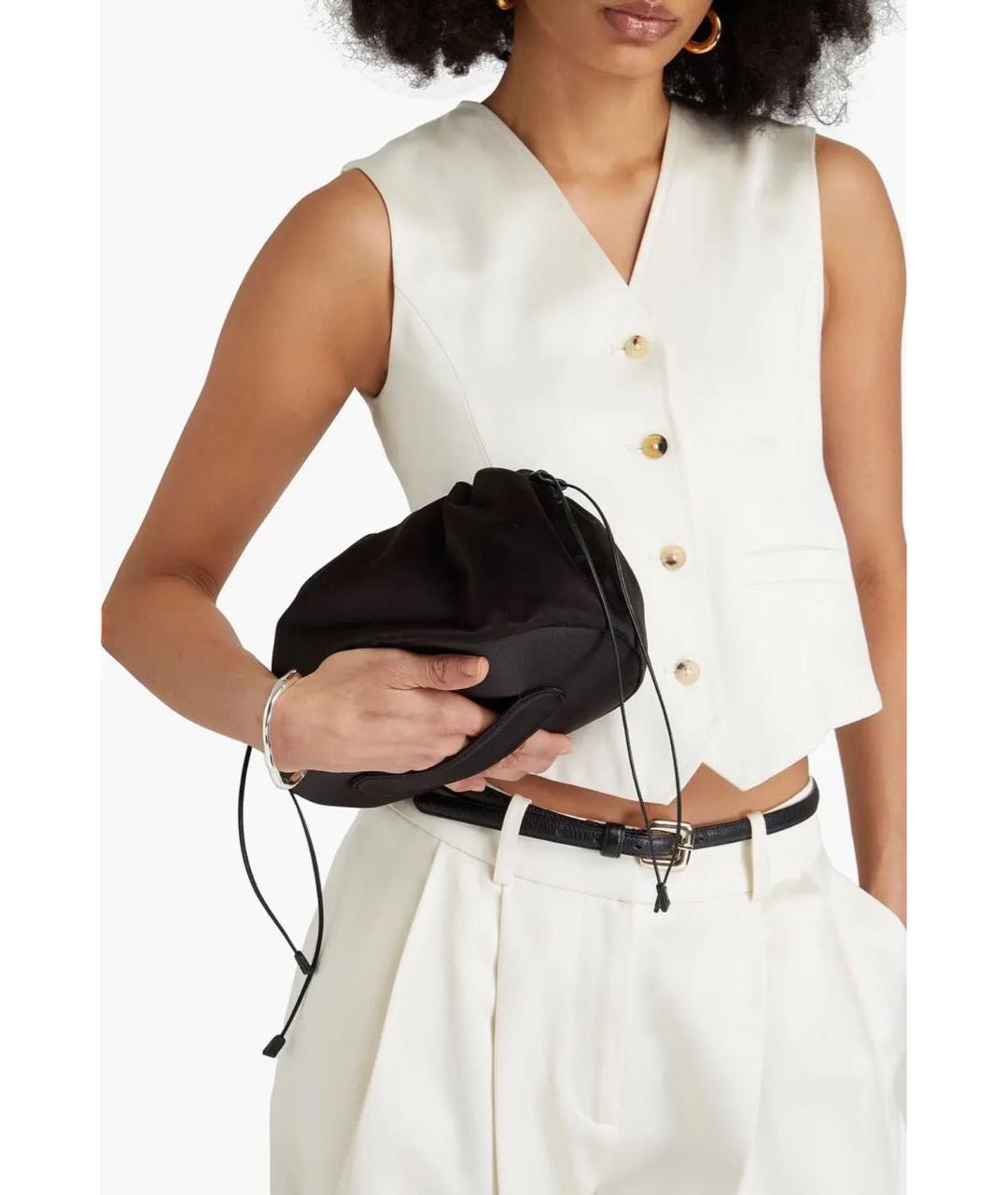 LOULOU STUDIO Черная тканевая сумка через плечо, фото 4