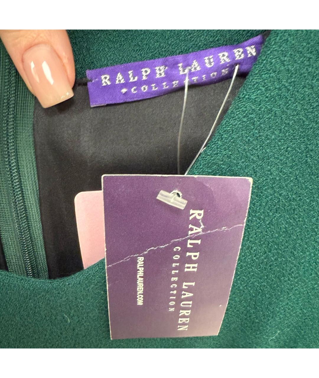 RALPH LAUREN PURPLE LABEL Зеленые шерстяное повседневное платье, фото 3