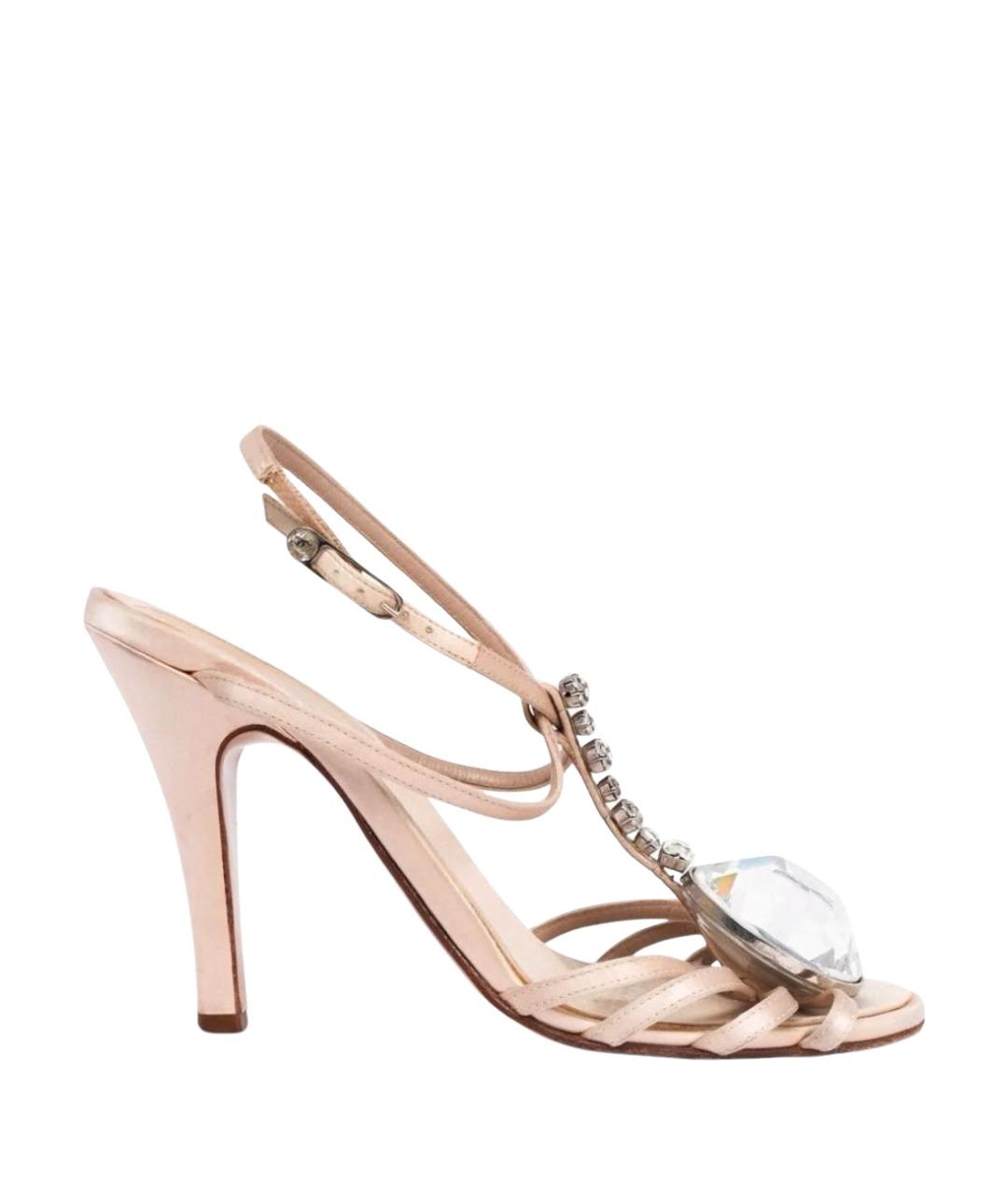 CHANEL Розовые текстильные босоножки, фото 1