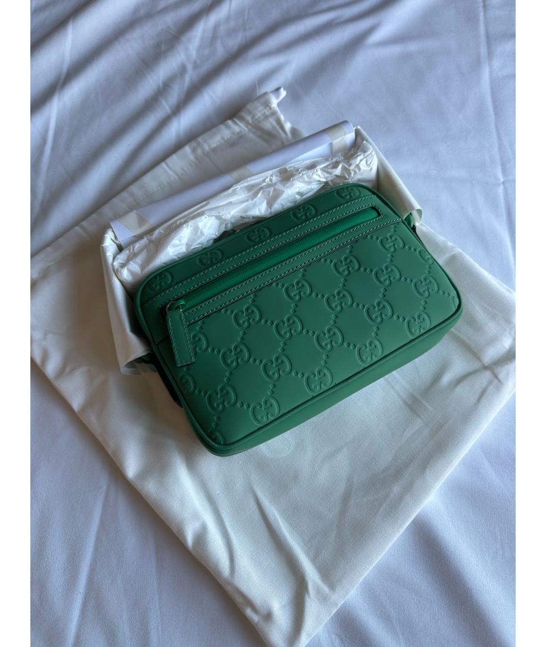 GUCCI Зеленая кожаная барсетка, фото 6