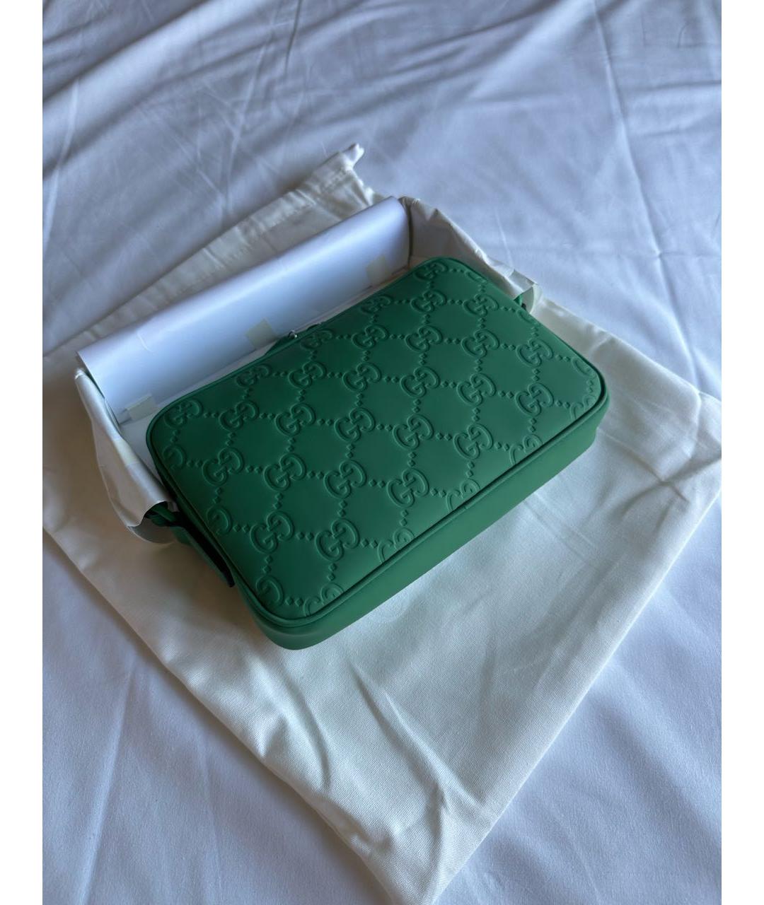 GUCCI Зеленая кожаная барсетка, фото 5