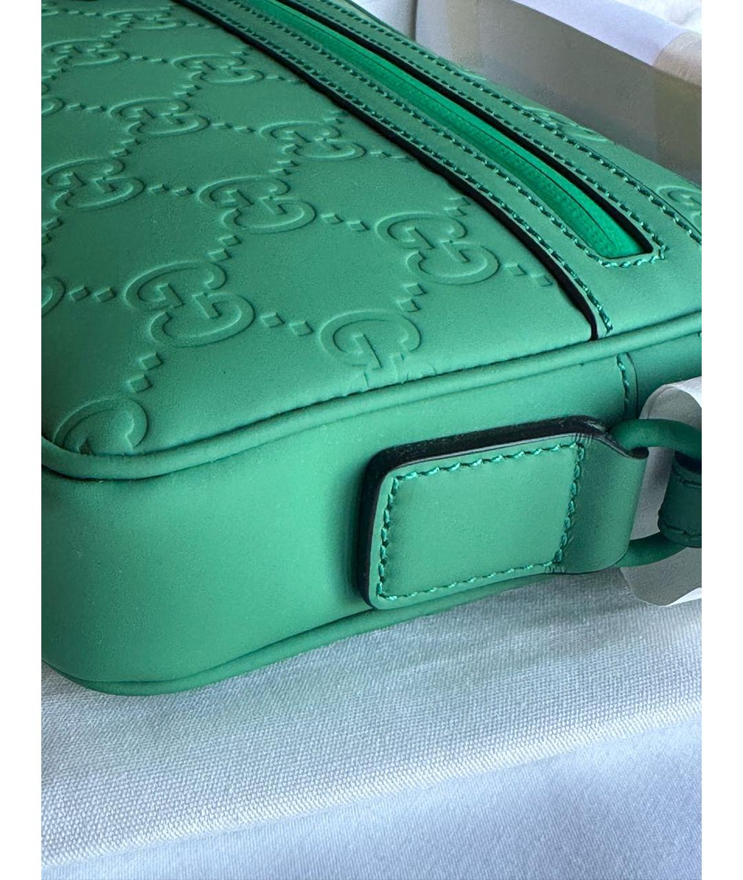 GUCCI Зеленая кожаная барсетка, фото 4