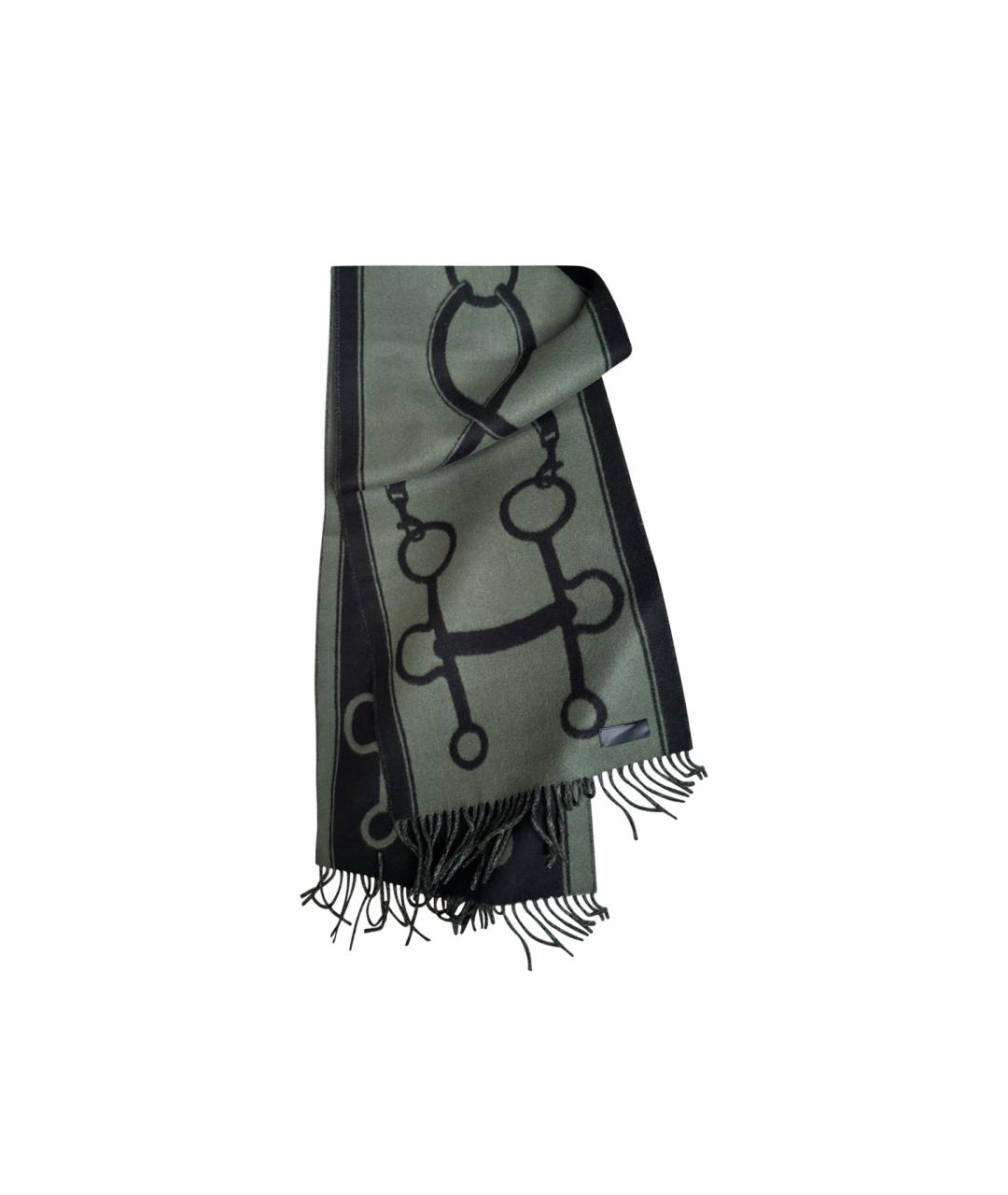 HERMES Зеленый кашемировый шарф, фото 1