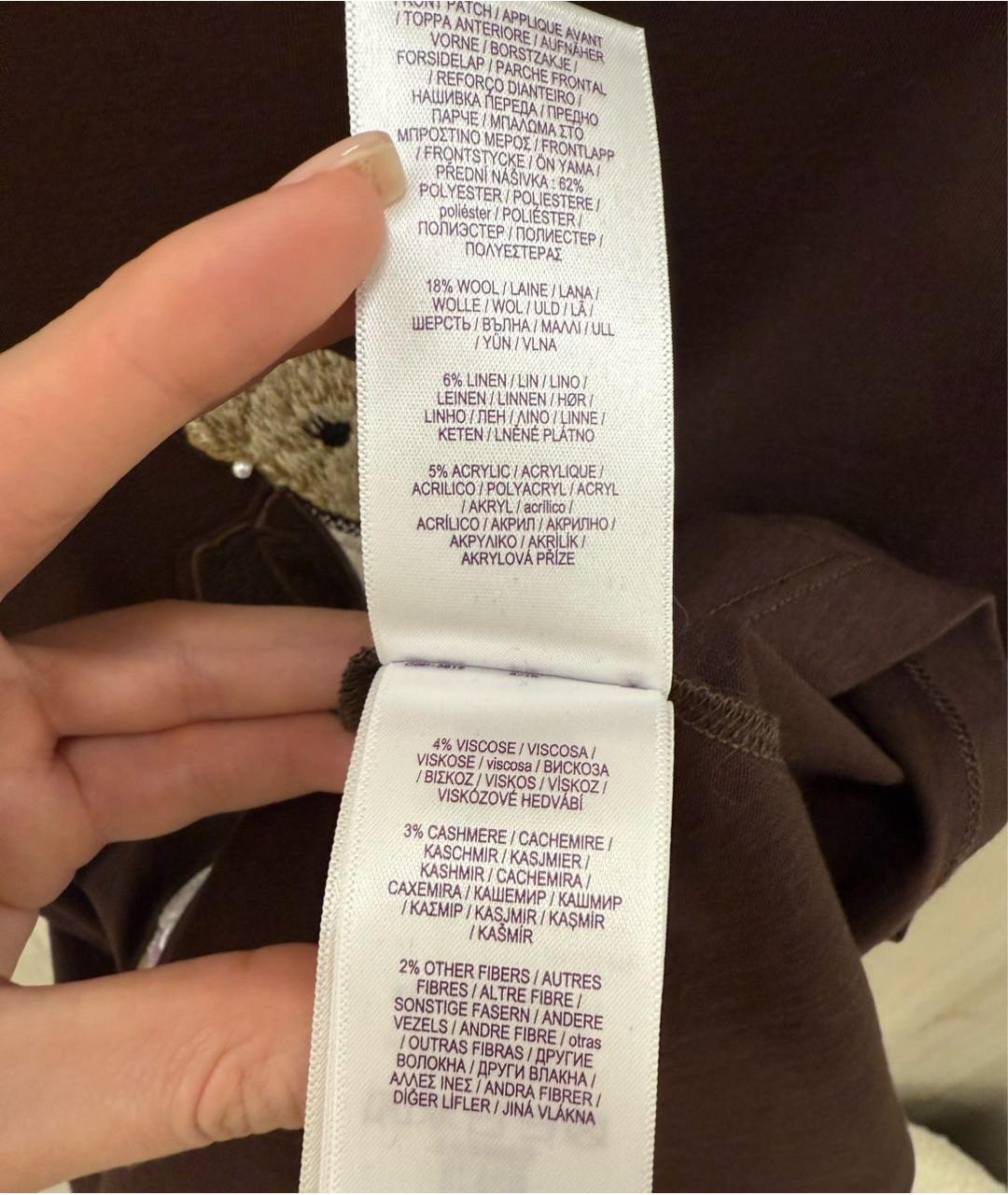 RALPH LAUREN PURPLE LABEL Коричневая хлопковая футболка, фото 6