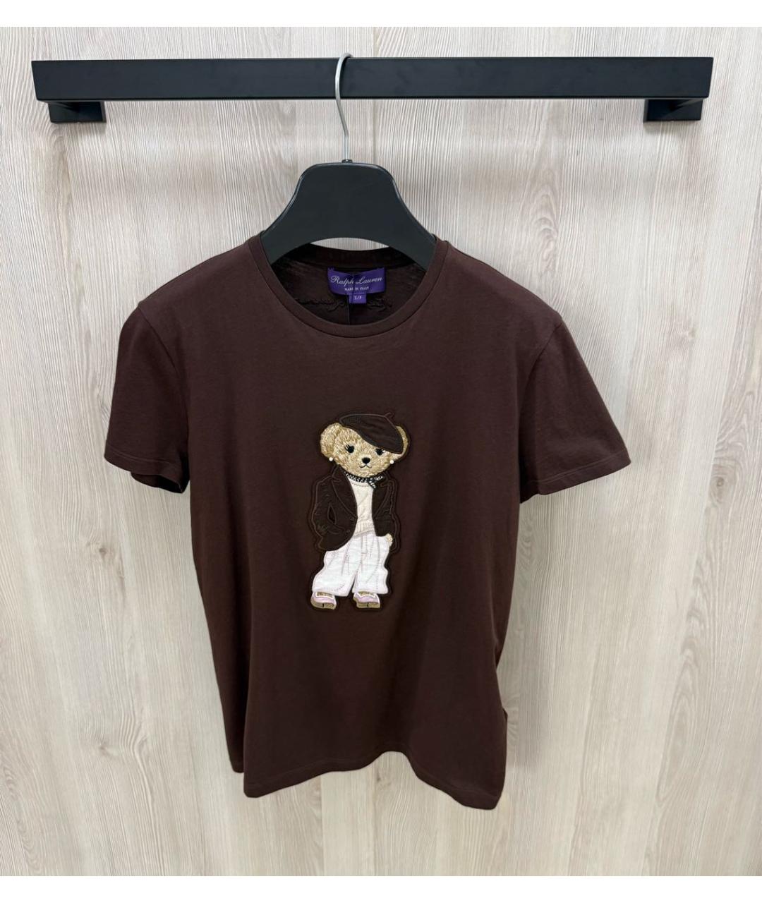 RALPH LAUREN PURPLE LABEL Коричневая хлопковая футболка, фото 7