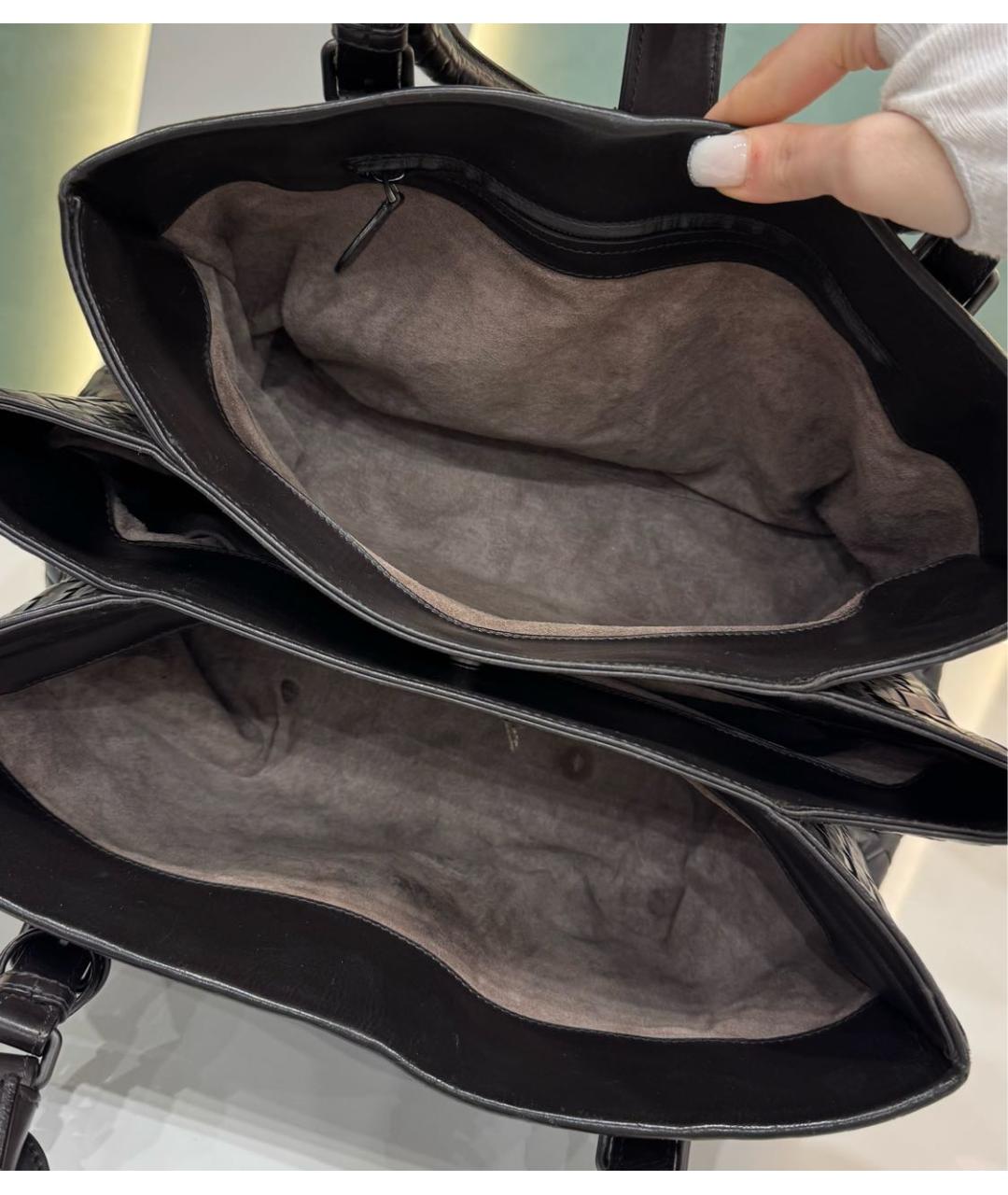 BOTTEGA VENETA Черная кожаная сумка с короткими ручками, фото 5