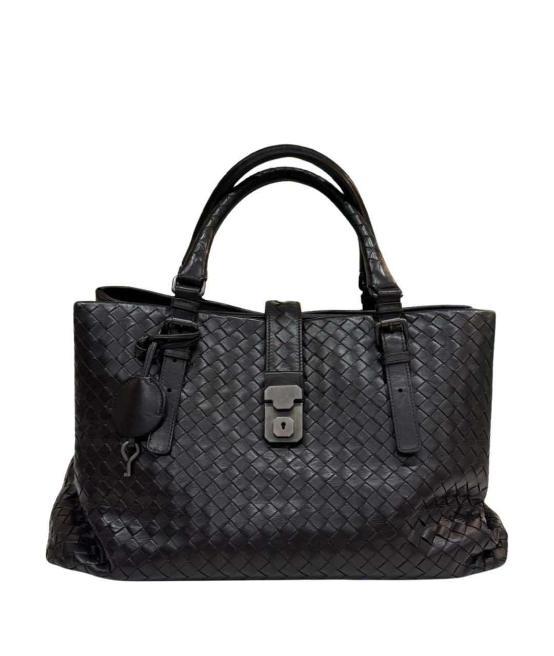 BOTTEGA VENETA Черная кожаная сумка с короткими ручками, фото 1