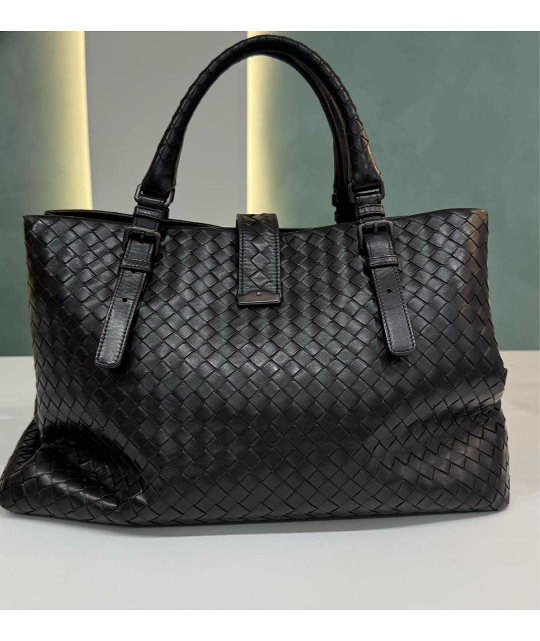 BOTTEGA VENETA Черная кожаная сумка с короткими ручками, фото 3