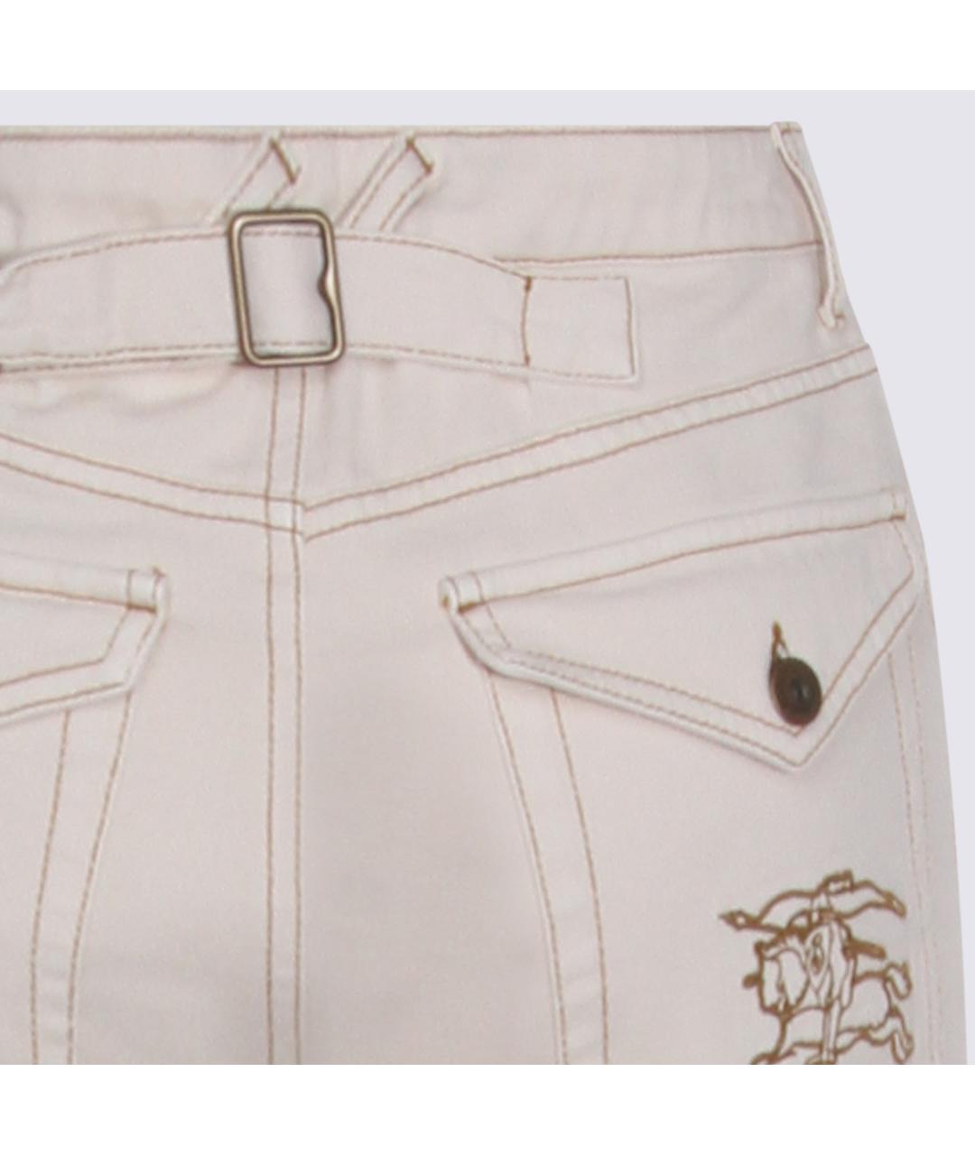 BURBERRY Белые хлопковые прямые джинсы, фото 4