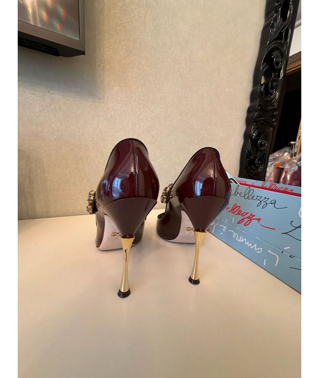 DOLCE&GABBANA Бордовые туфли из лакированной кожи, фото 4