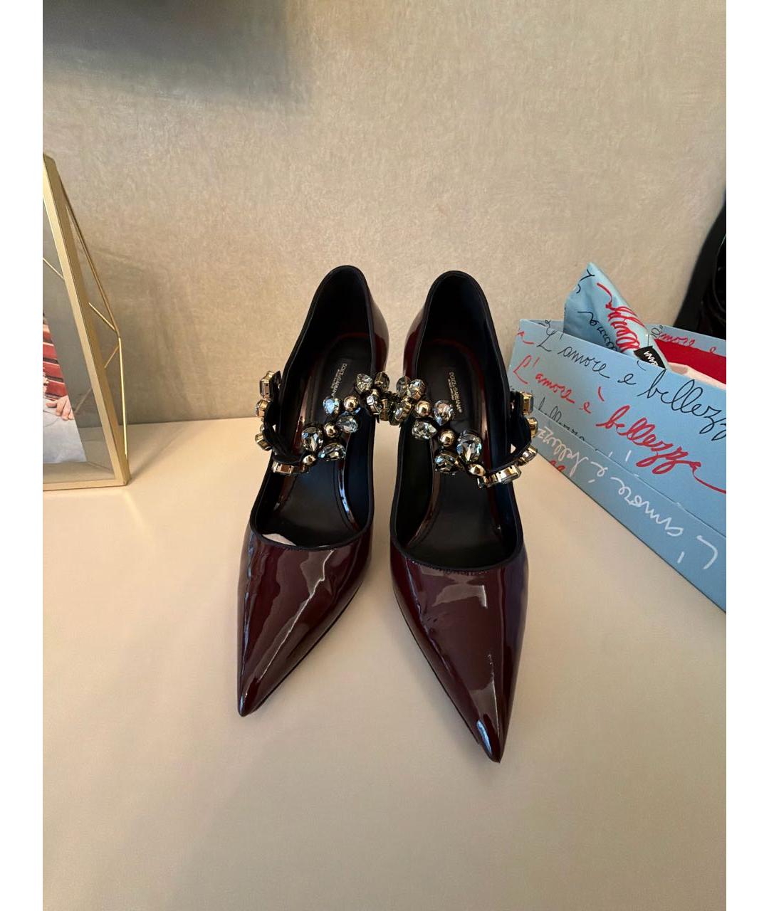 DOLCE&GABBANA Бордовые туфли из лакированной кожи, фото 2