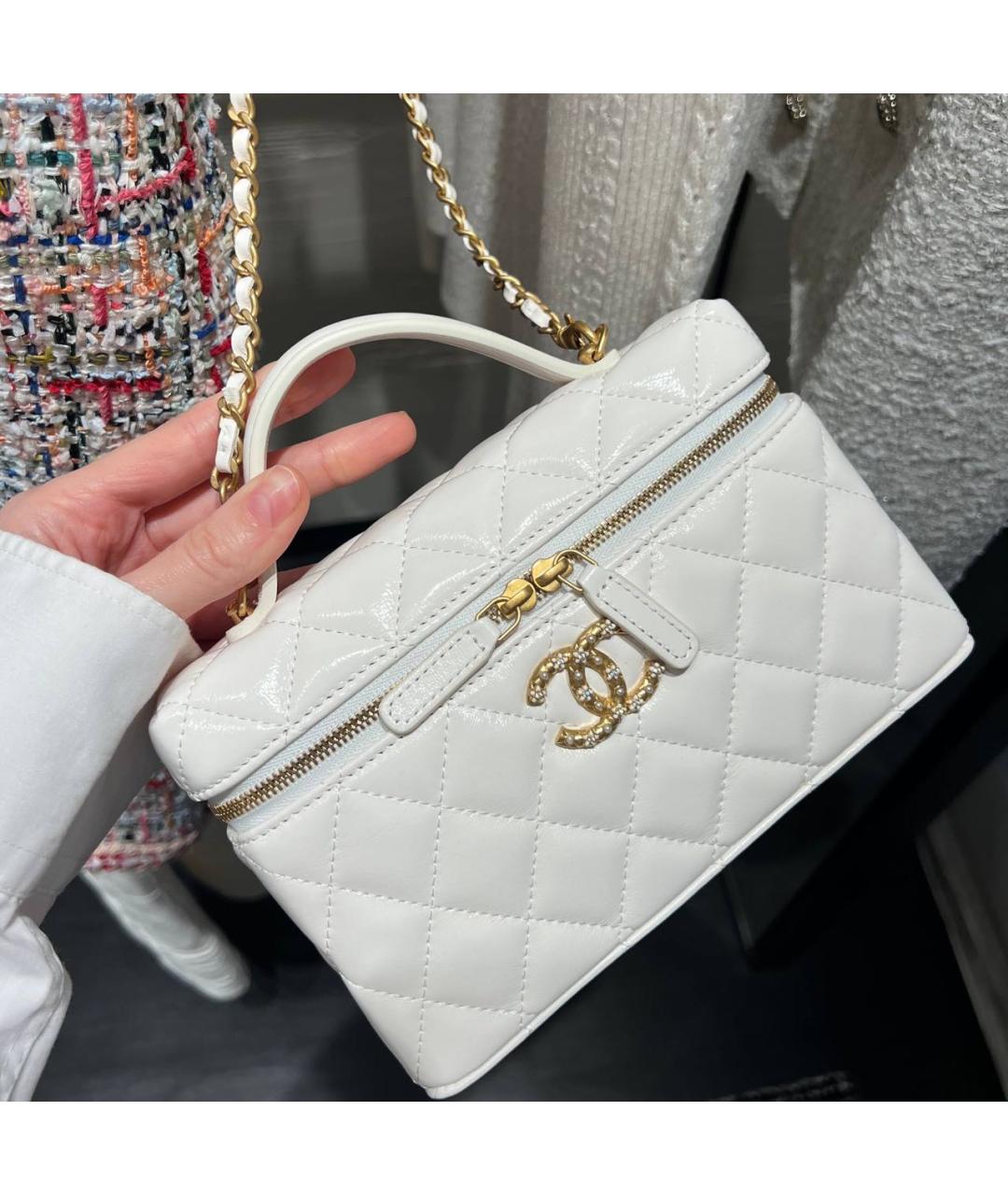 CHANEL Белая кожаная сумка через плечо, фото 4
