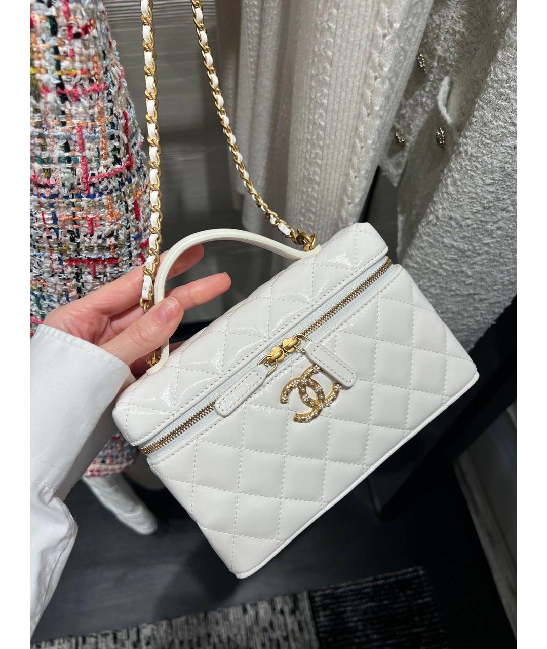 CHANEL Белая кожаная сумка через плечо, фото 3