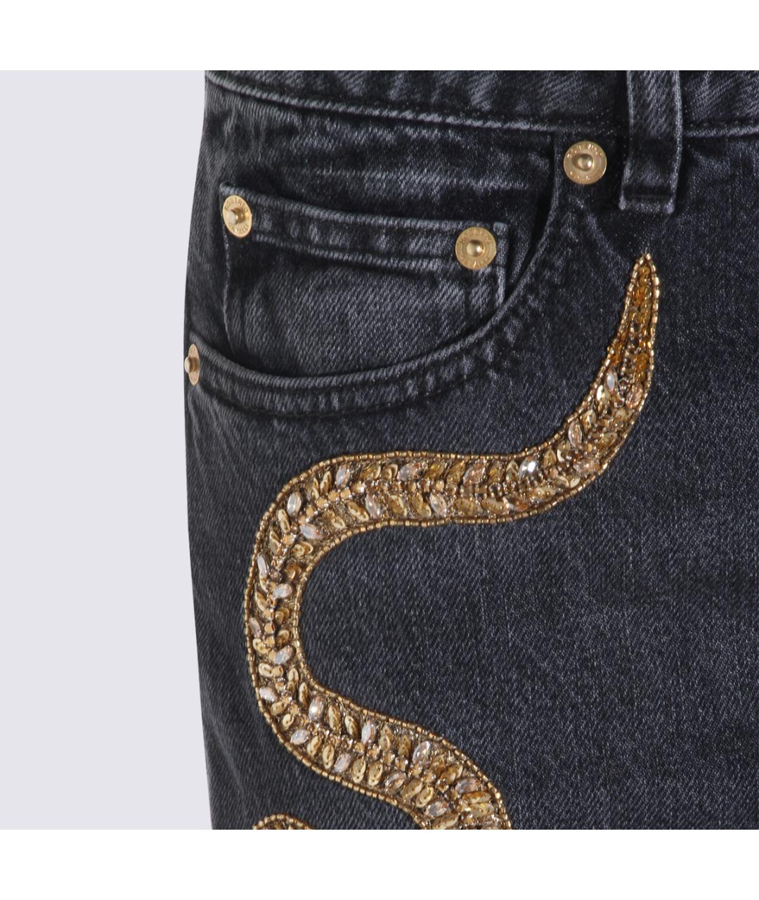 ROBERTO CAVALLI Черные хлопковые прямые джинсы, фото 3
