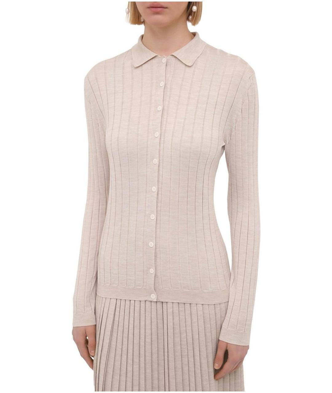 THE ROW Бежевый шелковый кардиган, фото 5