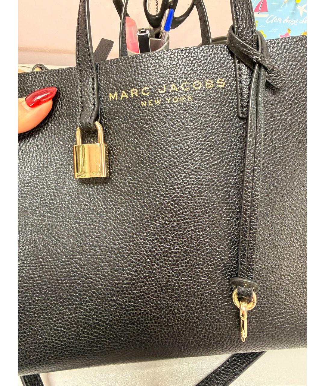 MARC JACOBS Черная кожаная сумка с короткими ручками, фото 3