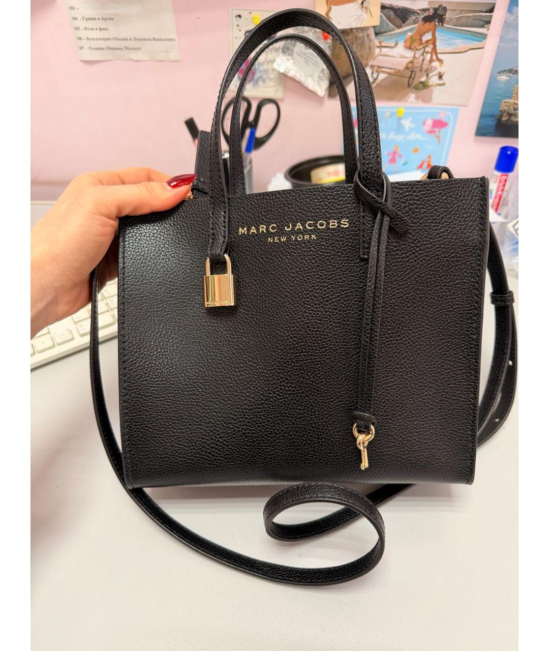 MARC JACOBS Черная кожаная сумка с короткими ручками, фото 2