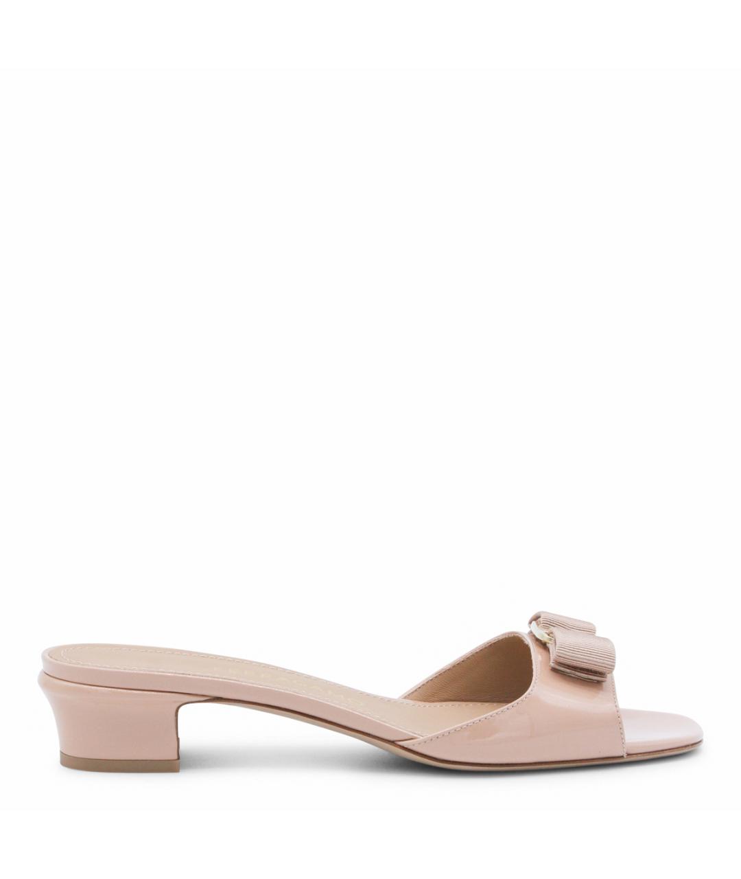 FERRAGAMO Бежевые мюли из лакированной кожи, фото 5