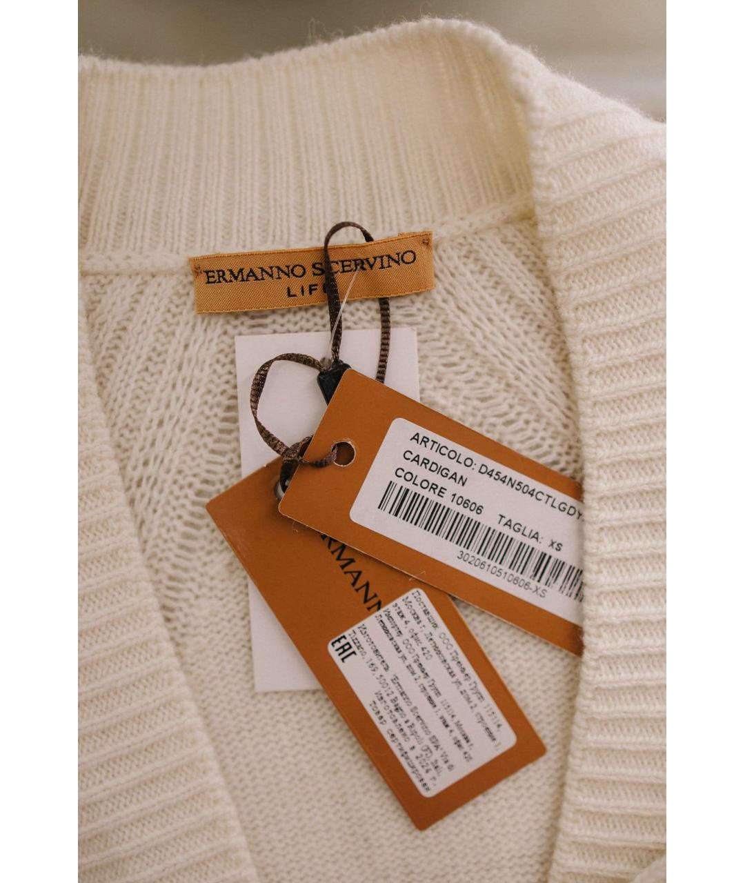 ERMANNO SCERVINO Белый шерстяной кардиган, фото 3