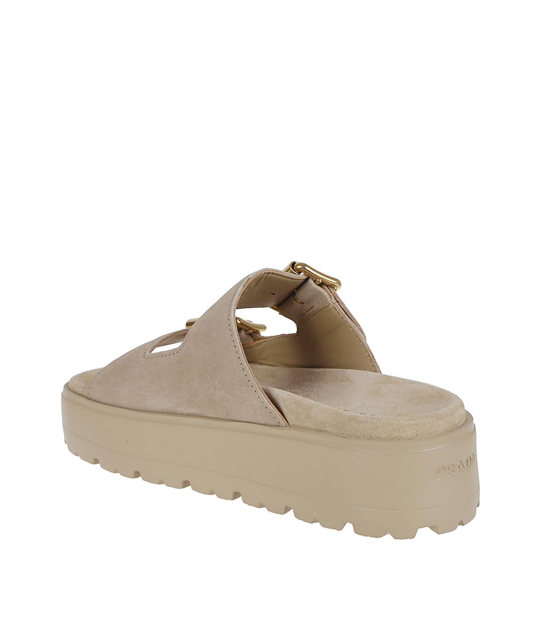 PRADA Бежевые кожаные сабо, фото 3