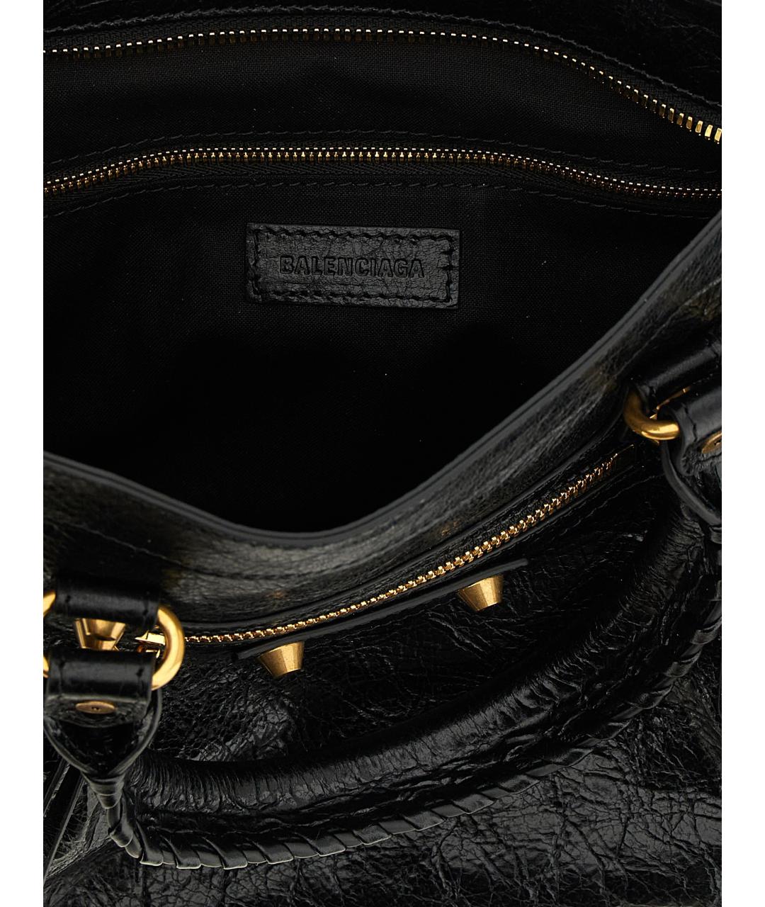 BALENCIAGA Черная кожаная сумка тоут, фото 2