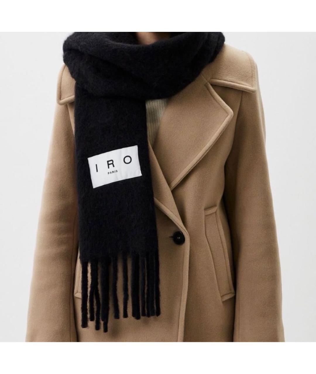 IRO Черный шерстяной шарф, фото 4