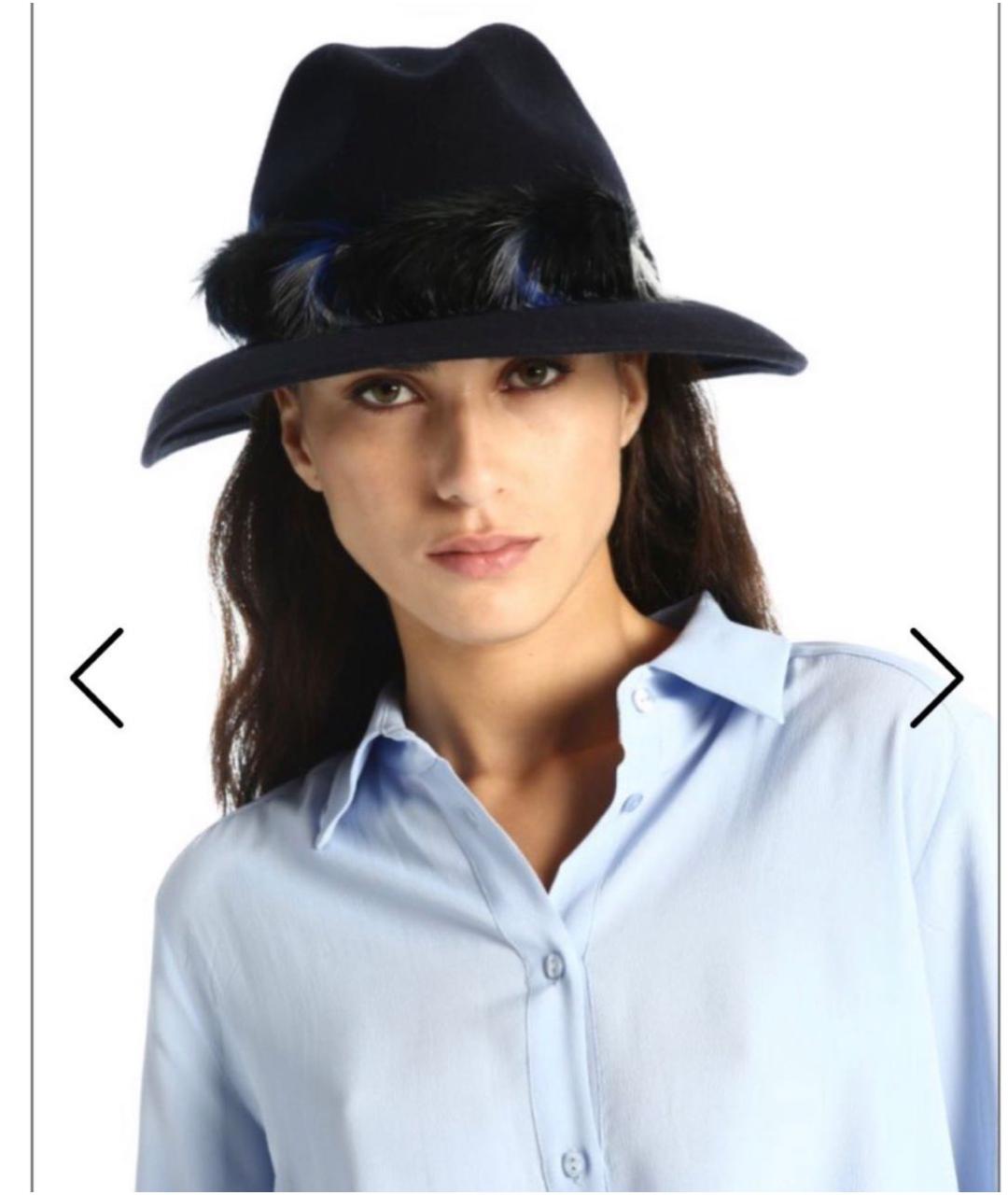 'S MAX MARA Темно-синяя шерстяная шляпа, фото 6