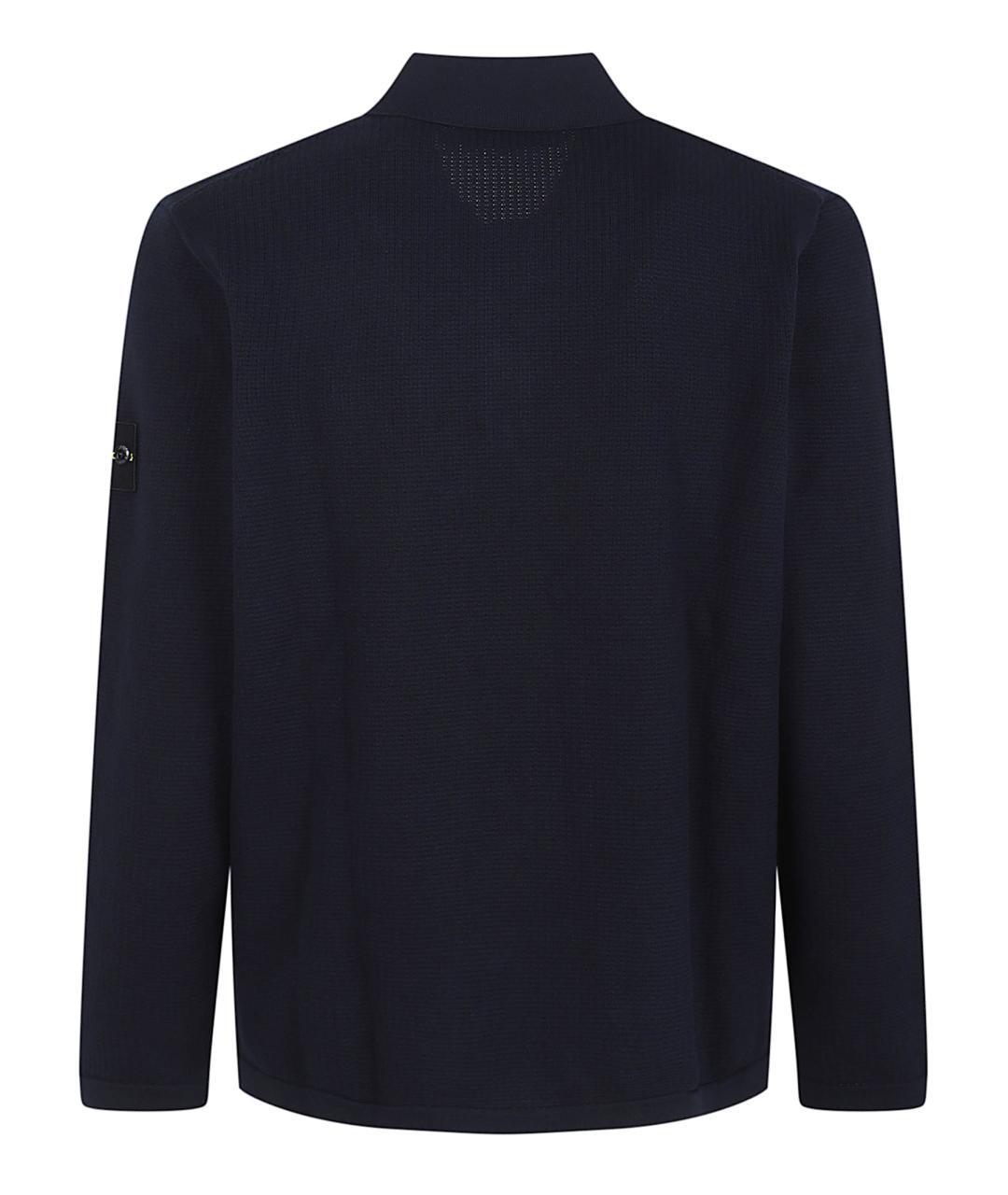 STONE ISLAND Темно-синее хлопковое поло с длинным рукавом, фото 3