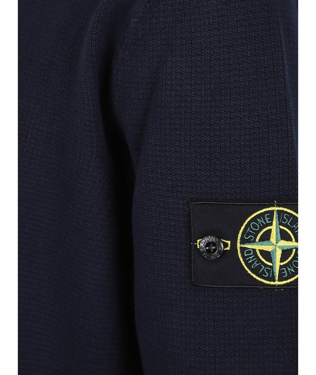 STONE ISLAND Темно-синее хлопковое поло с длинным рукавом, фото 2