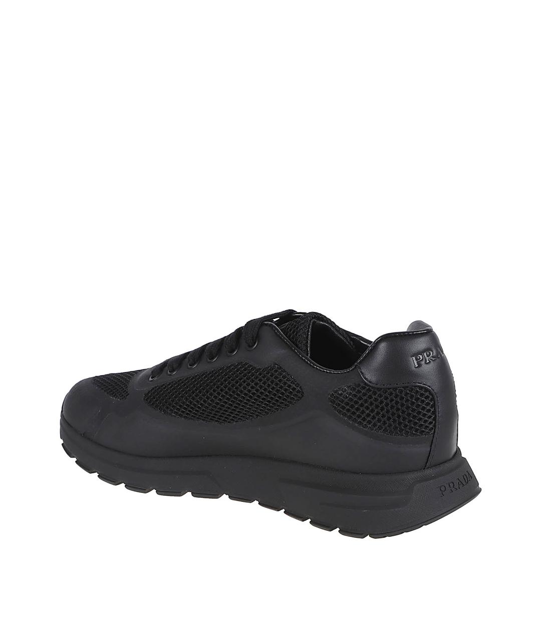 PRADA Черные синтетические низкие кроссовки / кеды, фото 3