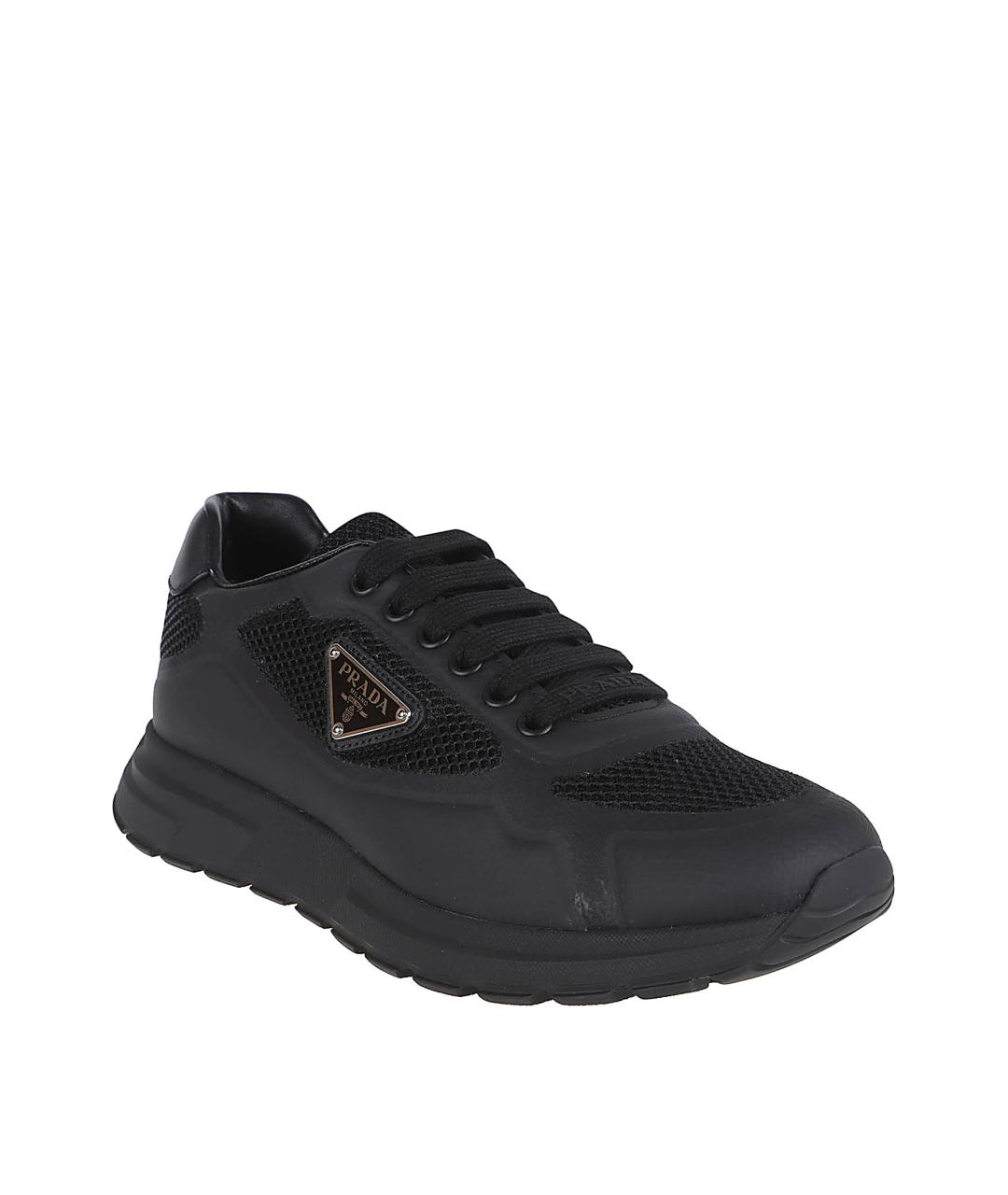 PRADA Черные синтетические низкие кроссовки / кеды, фото 2