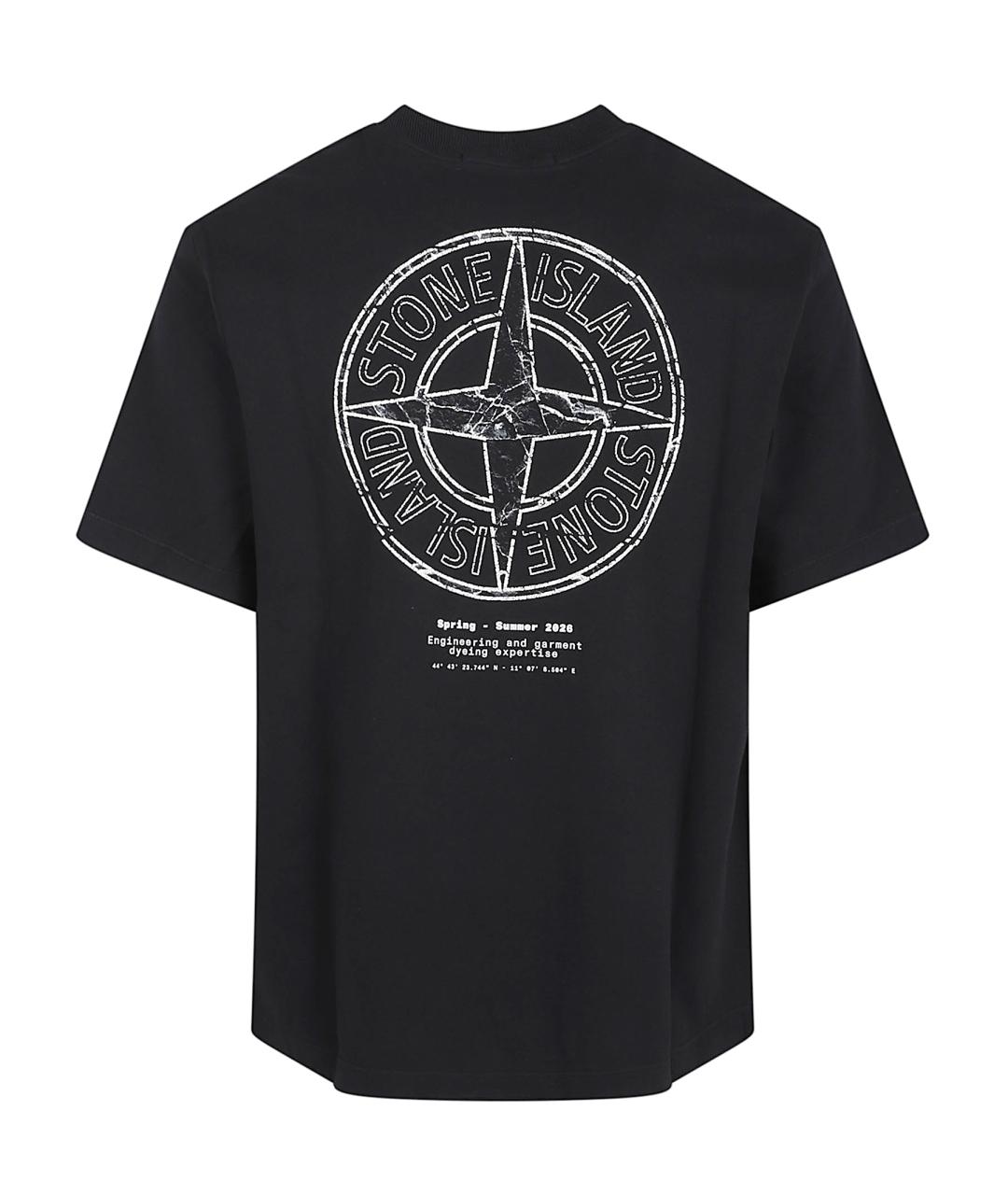 STONE ISLAND Черная хлопковая футболка, фото 3
