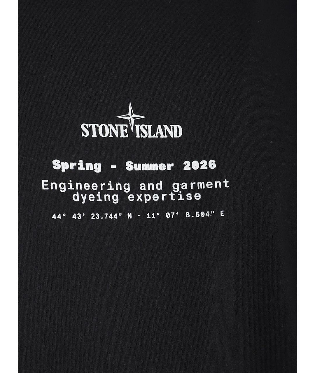 STONE ISLAND Черная хлопковая футболка, фото 2