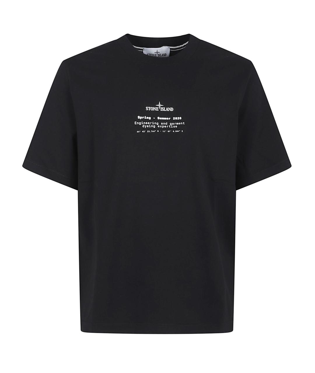 STONE ISLAND Черная хлопковая футболка, фото 1