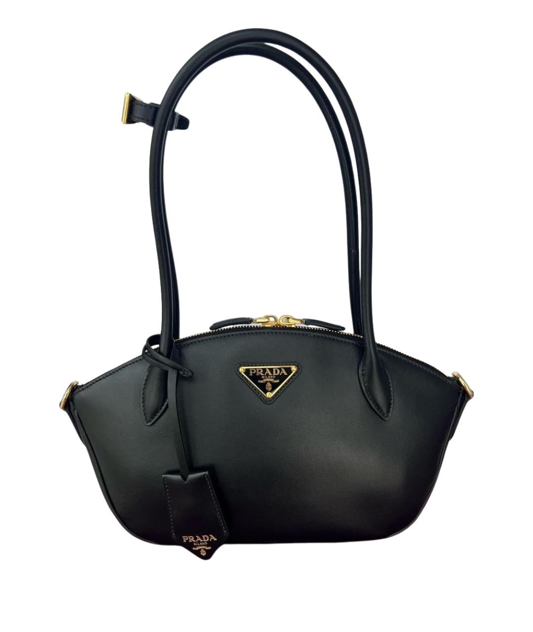 PRADA Черная кожаная сумка с короткими ручками, фото 1