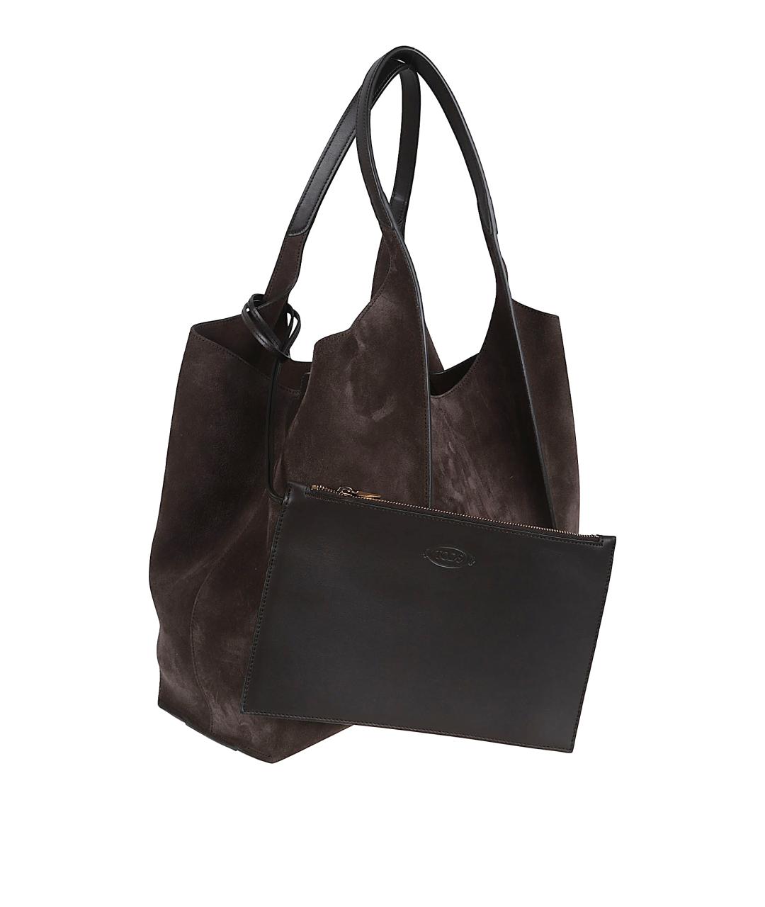 TOD'S Коричневая замшевая сумка тоут, фото 3