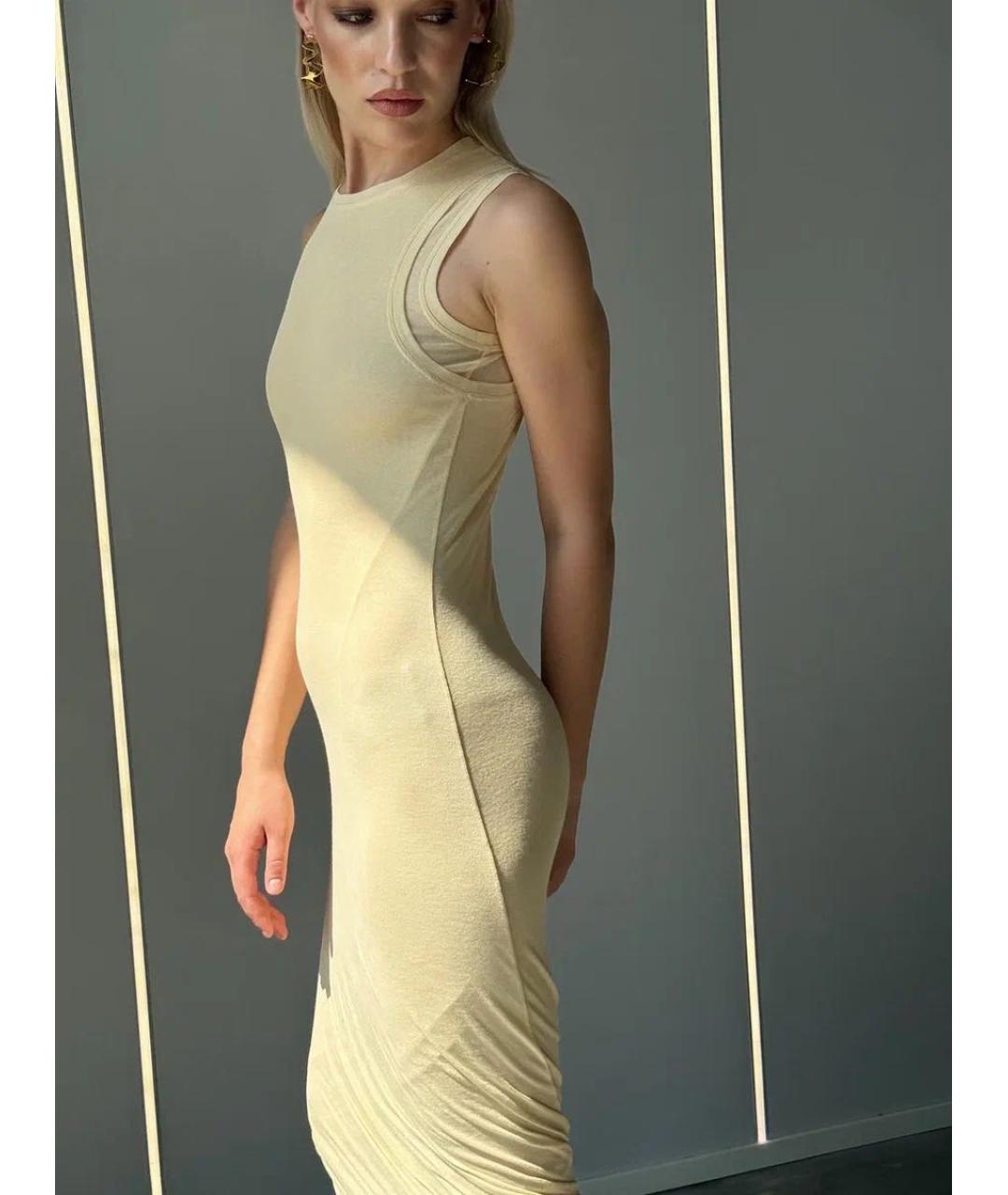 JIL SANDER Желтое хлопковое повседневное платье, фото 4