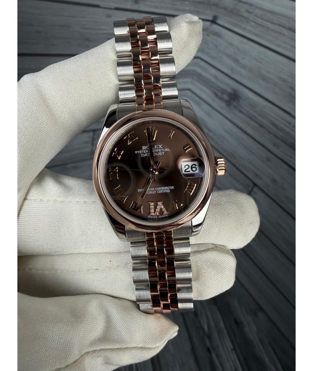 ROLEX Коричневые часы из розового золота, фото 3