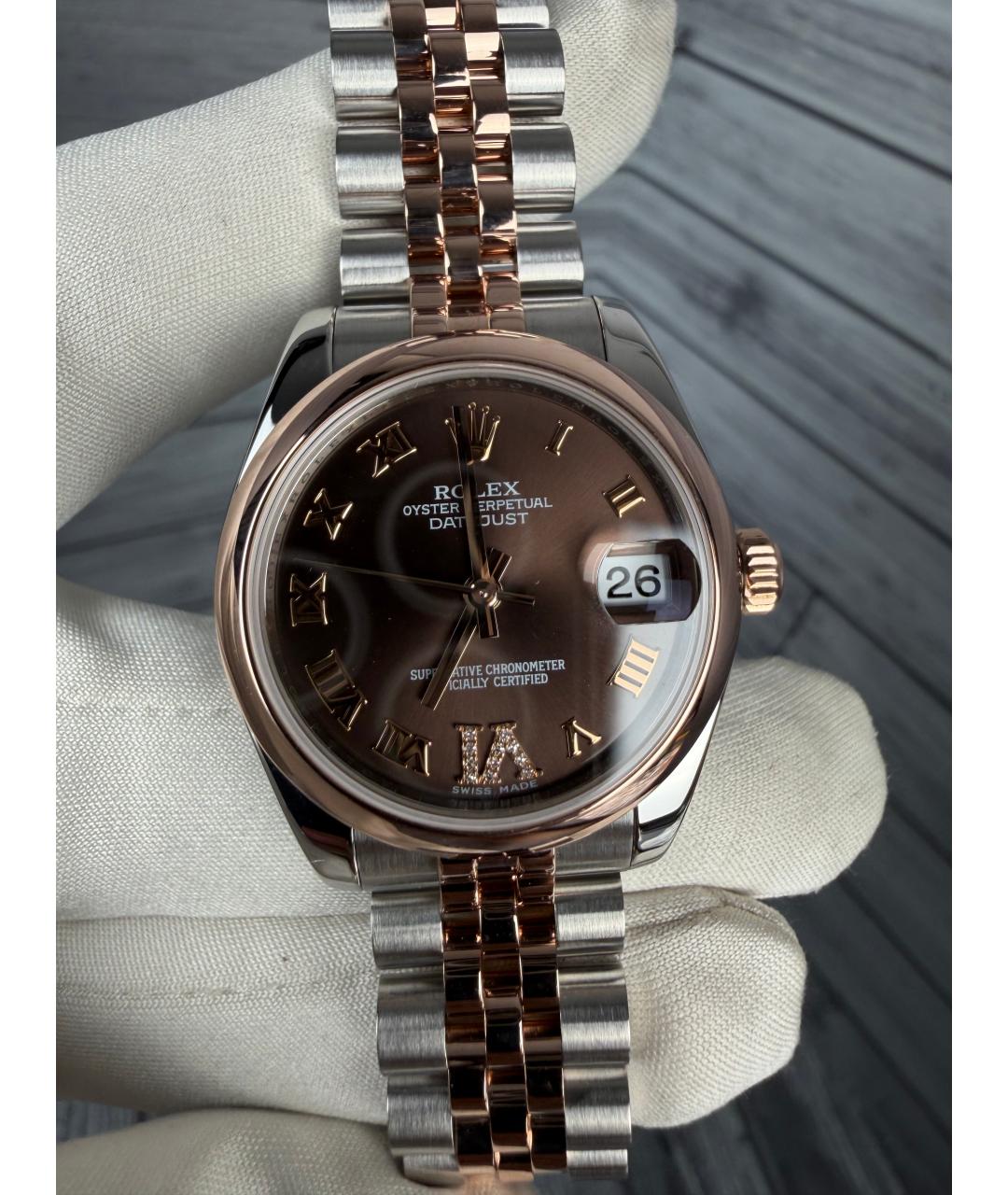 ROLEX Коричневые часы из розового золота, фото 4